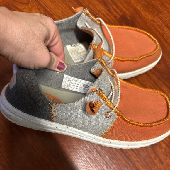 Hey Dude Wendy Tri Varsity Shoes in Orange and Gray W7 - Picture 11 of 12